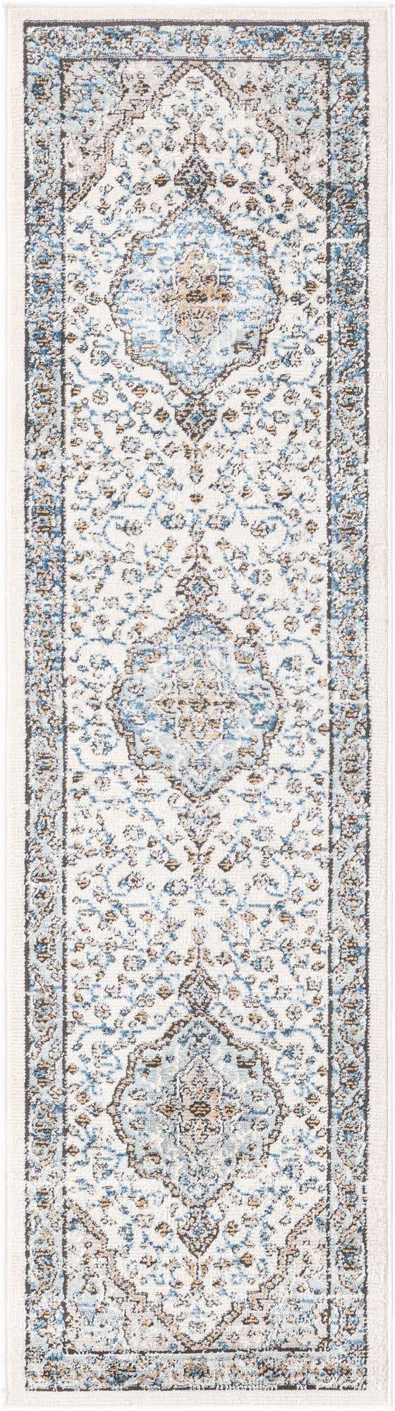 Blue 2' x 8' Nyla Runner Area Rug 100% Polypropylene Traditional Classic Carpet for Living Room, Kitchen, Bedroom, Dining, Office for Sale at Rug Engine