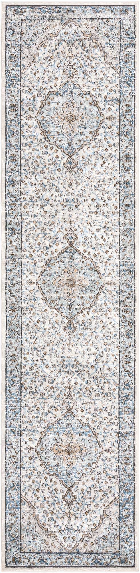 Blue 2' 7 x 12' Nyla Runner Area Rug 100% Polypropylene Traditional Classic Carpet for Living Room, Kitchen, Bedroom, Dining, Office for Sale at Rug Engine