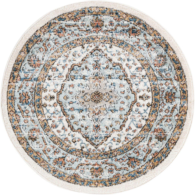 Ivory 3' 3 x 3' 3 Nyla Round Area Rug 100% Polypropylene Traditional Classic Carpet for Living Room, Kitchen, Bedroom, Dining, Office for Sale at Rug Engine