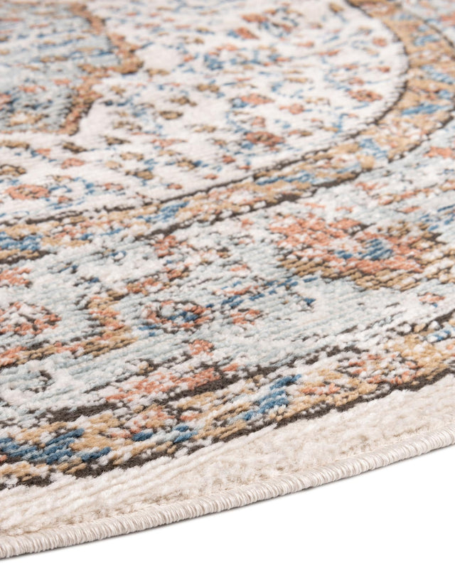 Ivory 5' 3 x 5' 3 Nyla Round Area Rug 100% Polypropylene Traditional Classic Carpet for Living Room, Kitchen, Bedroom, Dining, Office for Sale at Rug Engine