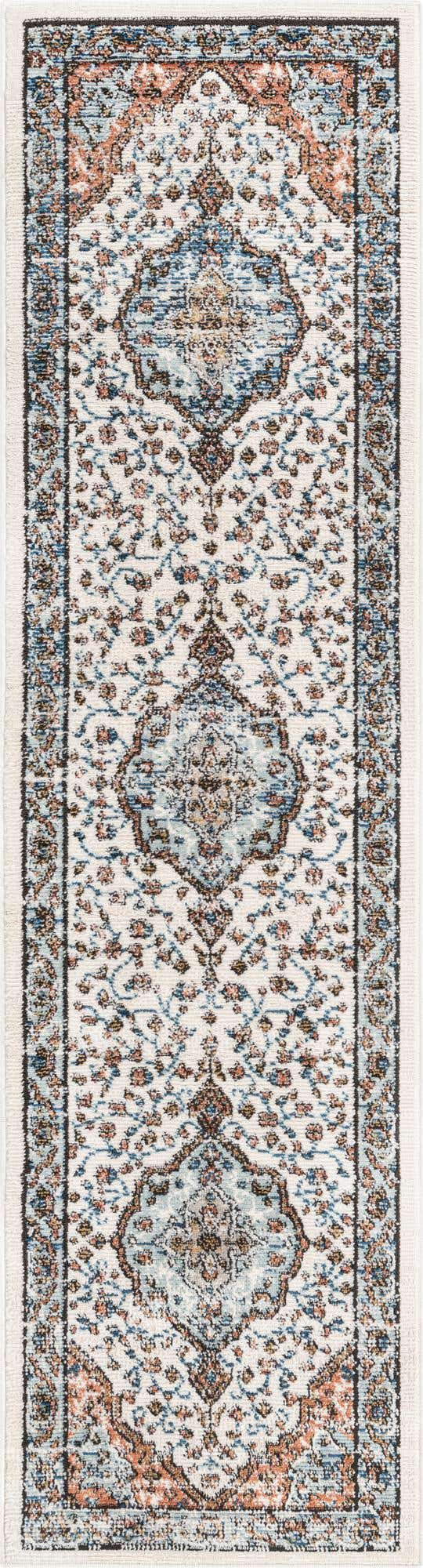 Ivory 2' x 8' Nyla Runner Area Rug 100% Polypropylene Traditional Classic Carpet for Living Room, Kitchen, Bedroom, Dining, Office for Sale at Rug Engine