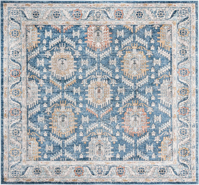 Blue 11' 10 x 11' 10 Nyla Square Area Rug 100% Polypropylene Traditional Classic Carpet for Living Room, Kitchen, Bedroom, Dining, Office for Sale at Rug Engine