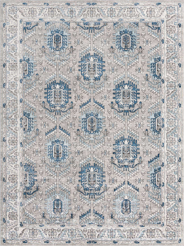 Gray 10' x 14' Nyla Rectangle Area Rug 100% Polypropylene Traditional Classic Carpet for Living Room, Kitchen, Bedroom, Dining, Office for Sale at Rug Engine