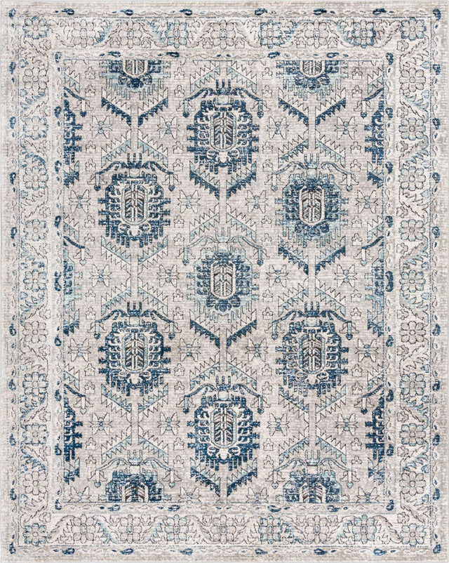 Gray 9' x 12' Nyla Rectangle Area Rug 100% Polypropylene Traditional Classic Carpet for Living Room, Kitchen, Bedroom, Dining, Office for Sale at Rug Engine