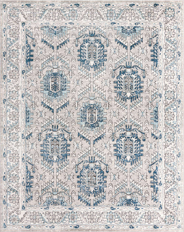 Gray 7' 10 x 10' Nyla Rectangle Area Rug 100% Polypropylene Traditional Classic Carpet for Living Room, Kitchen, Bedroom, Dining, Office for Sale at Rug Engine