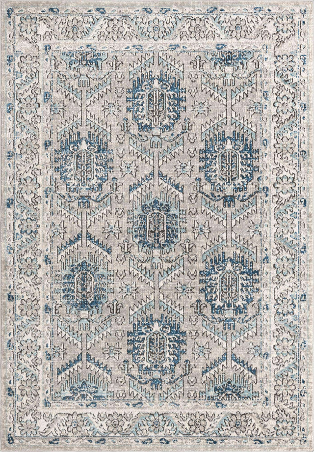 Gray 5' 3 x 8' Nyla Rectangle Area Rug 100% Polypropylene Traditional Classic Carpet for Living Room, Kitchen, Bedroom, Dining, Office for Sale at Rug Engine