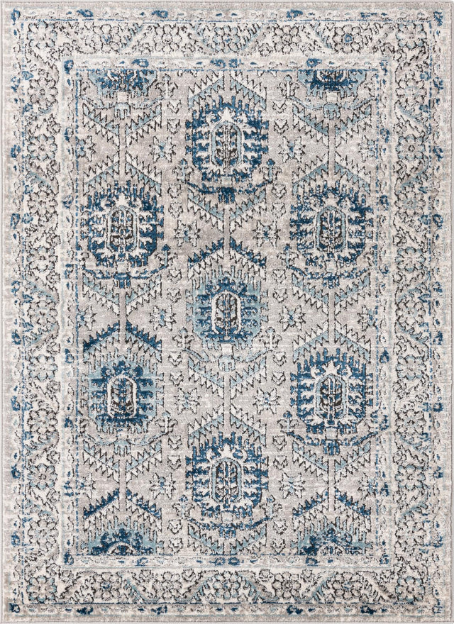 Gray 4' x 6' Nyla Rectangle Area Rug 100% Polypropylene Traditional Classic Carpet for Living Room, Kitchen, Bedroom, Dining, Office for Sale at Rug Engine