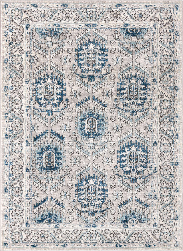 Gray 4' x 6' Nyla Rectangle Area Rug 100% Polypropylene Traditional Classic Carpet for Living Room, Kitchen, Bedroom, Dining, Office for Sale at Rug Engine