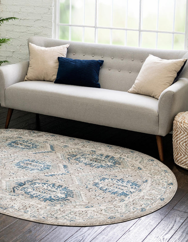 Gray 7' 10 x 10' Nyla Oval Area Rug 100% Polypropylene Traditional Classic Carpet for Living Room, Kitchen, Bedroom, Dining, Office for Sale at Rug Engine