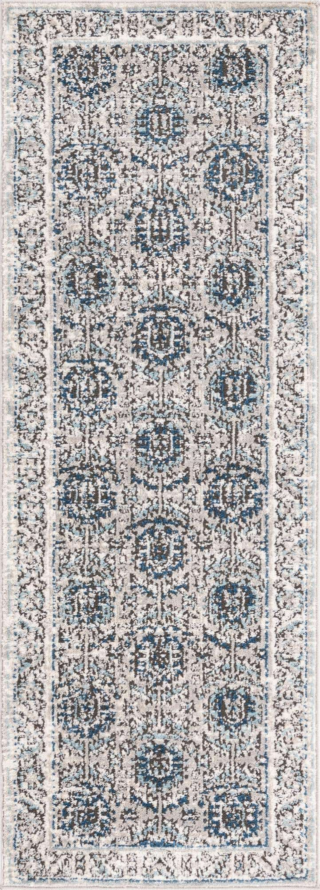 Gray 2' x 6' Nyla Runner Area Rug 100% Polypropylene Traditional Classic Carpet for Living Room, Kitchen, Bedroom, Dining, Office for Sale at Rug Engine