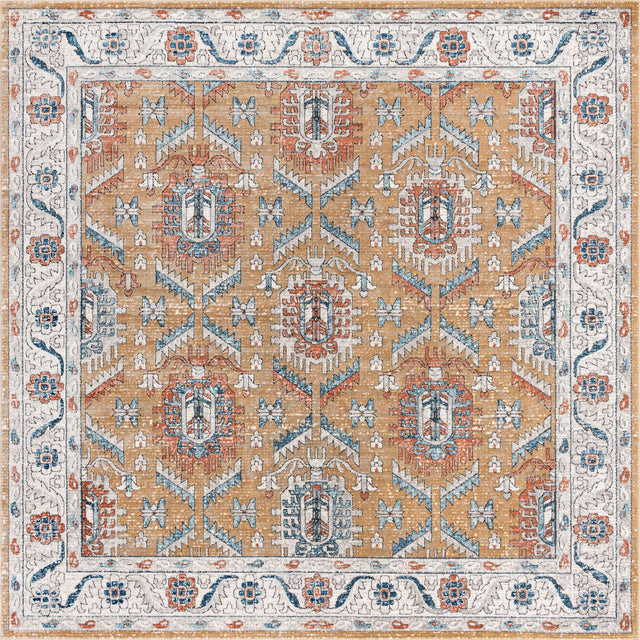 Mustard Yellow 11' 10 x 11' 10 Nyla Square Area Rug 100% Polypropylene Traditional Classic Carpet for Living Room, Kitchen, Bedroom, Dining, Office for Sale at Rug Engine