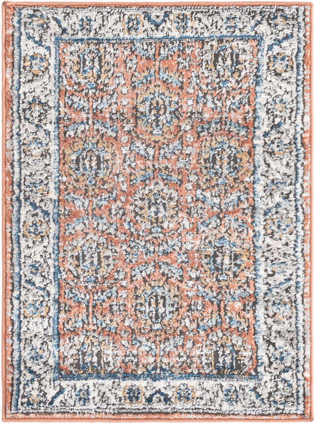 Salmon Pink 2' x 3' Nyla Rectangle Area Rug 100% Polypropylene Traditional Classic Carpet for Living Room, Kitchen, Bedroom, Dining, Office for Sale at Rug Engine