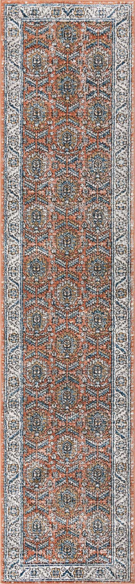 Salmon Pink 2' 7 x 12' Nyla Runner Area Rug 100% Polypropylene Traditional Classic Carpet for Living Room, Kitchen, Bedroom, Dining, Office for Sale at Rug Engine