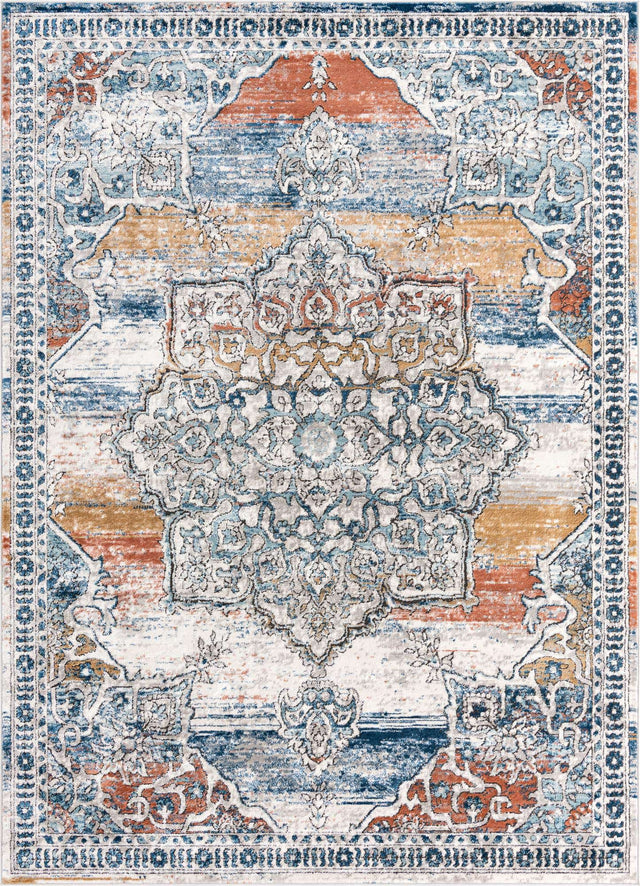 Multicolor 10' x 14' Nyla Rectangle Area Rug 100% Polypropylene Traditional Classic Carpet for Living Room, Kitchen, Bedroom, Dining, Office for Sale at Rug Engine