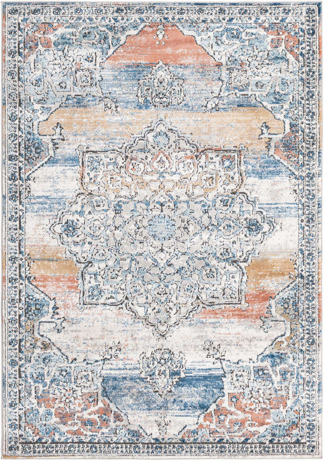 Multicolor 5' 3 x 8' Nyla Rectangle Area Rug 100% Polypropylene Traditional Classic Carpet for Living Room, Kitchen, Bedroom, Dining, Office for Sale at Rug Engine