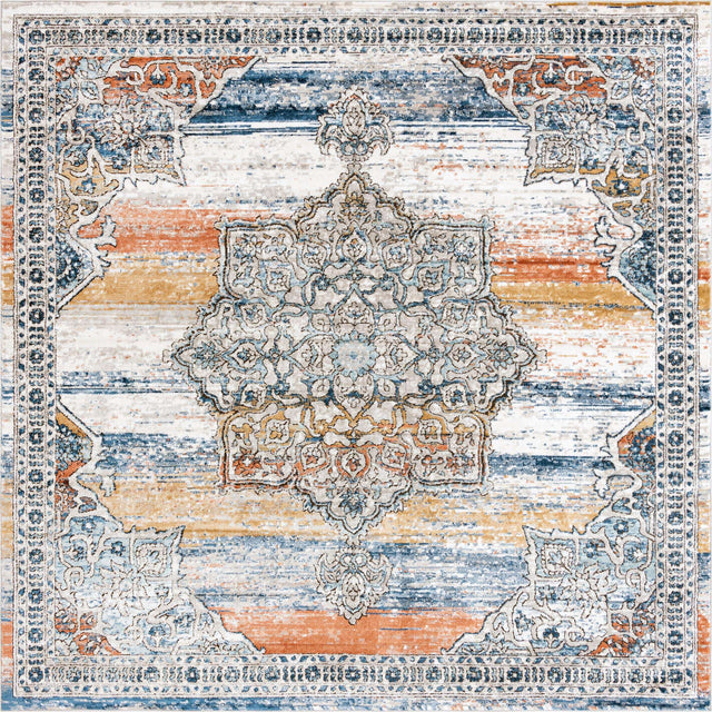 Multicolor 10' x 10' Nyla Square Area Rug 100% Polypropylene Traditional Classic Carpet for Living Room, Kitchen, Bedroom, Dining, Office for Sale at Rug Engine