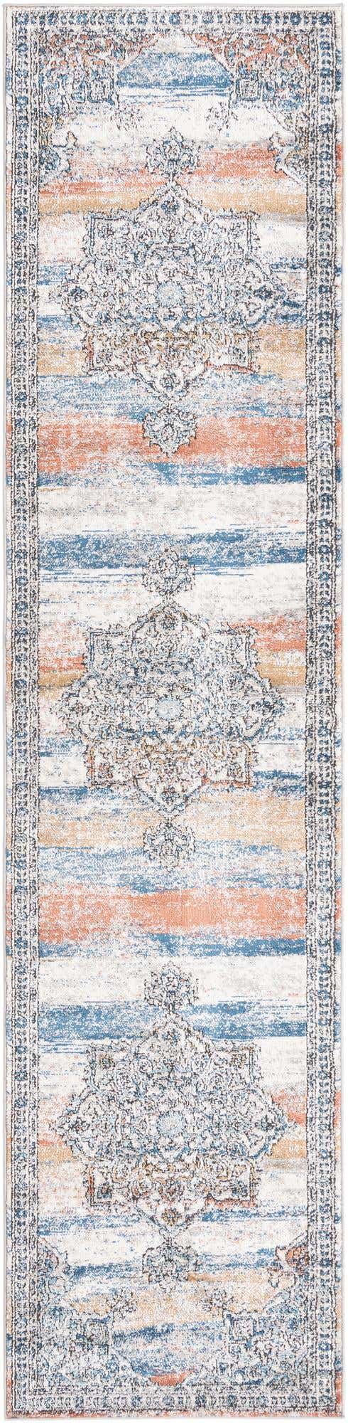 Multicolor 2' 7 x 12' Nyla Runner Area Rug 100% Polypropylene Traditional Classic Carpet for Living Room, Kitchen, Bedroom, Dining, Office for Sale at Rug Engine
