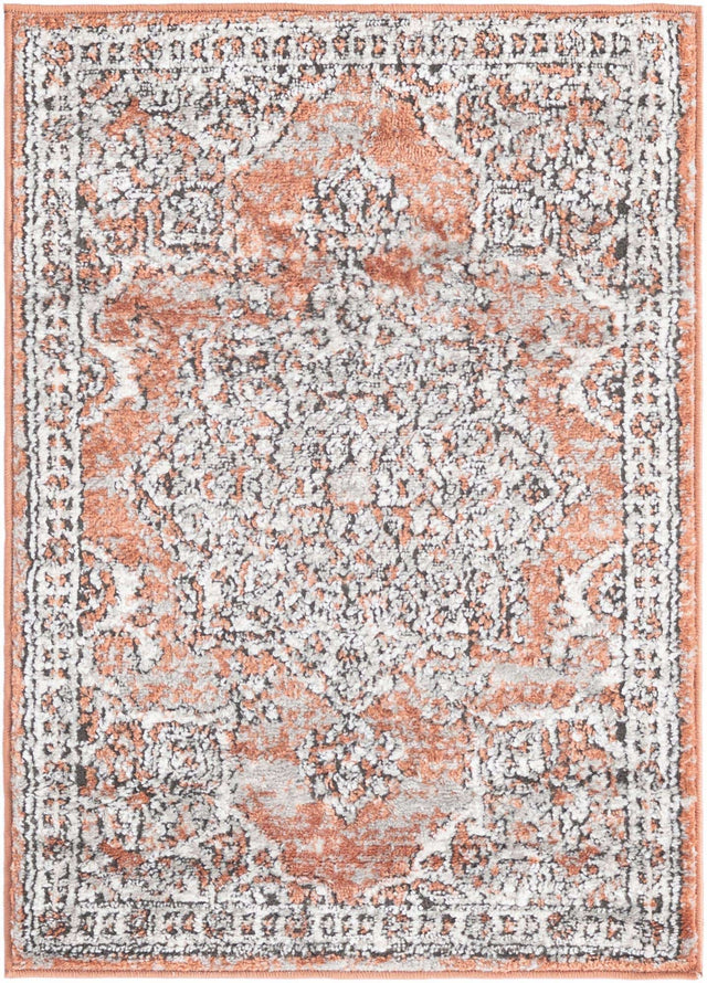 Salmon Pink 2' x 3' Nyla Rectangle Area Rug 100% Polypropylene Traditional Classic Carpet for Living Room, Kitchen, Bedroom, Dining, Office for Sale at Rug Engine