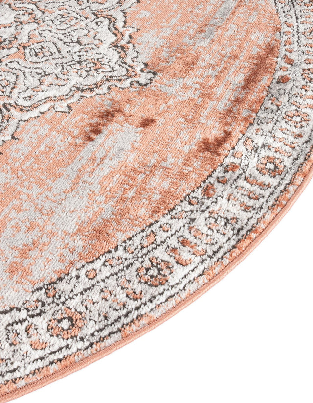 Salmon Pink 5' 3 x 5' 3 Nyla Round Area Rug 100% Polypropylene Traditional Classic Carpet for Living Room, Kitchen, Bedroom, Dining, Office for Sale at Rug Engine