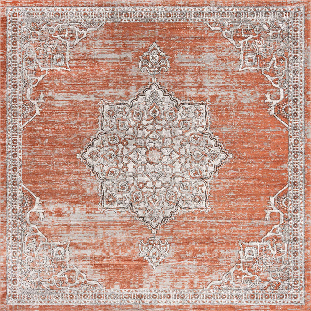 Salmon Pink 11' 10 x 11' 10 Nyla Square Area Rug 100% Polypropylene Traditional Classic Carpet for Living Room, Kitchen, Bedroom, Dining, Office for Sale at Rug Engine