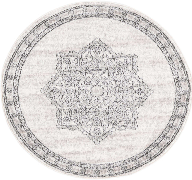 Ivory 3' 3 x 3' 3 Nyla Round Area Rug 100% Polypropylene Traditional Classic Carpet for Living Room, Kitchen, Bedroom, Dining, Office for Sale at Rug Engine