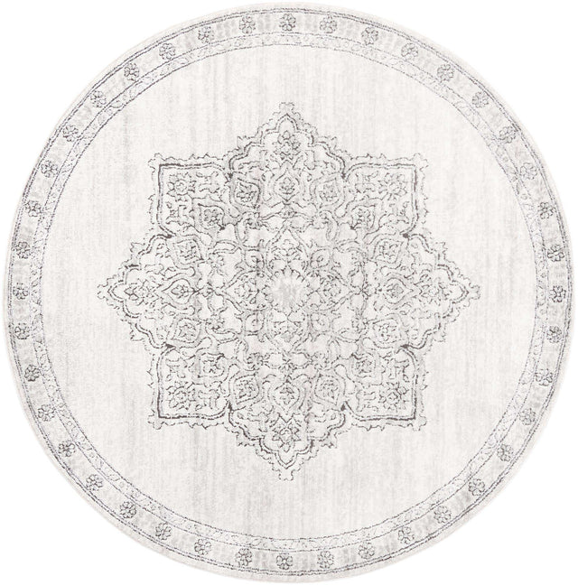 Ivory 7' x 7' Nyla Round Area Rug 100% Polypropylene Traditional Classic Carpet for Living Room, Kitchen, Bedroom, Dining, Office for Sale at Rug Engine