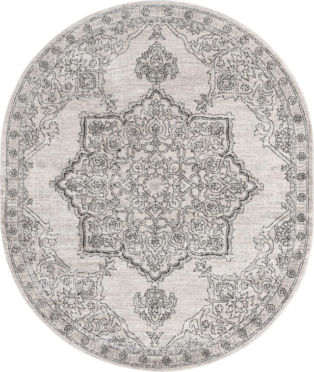 Ivory 7' 10 x 10' Nyla Oval Area Rug 100% Polypropylene Traditional Classic Carpet for Living Room, Kitchen, Bedroom, Dining, Office for Sale at Rug Engine