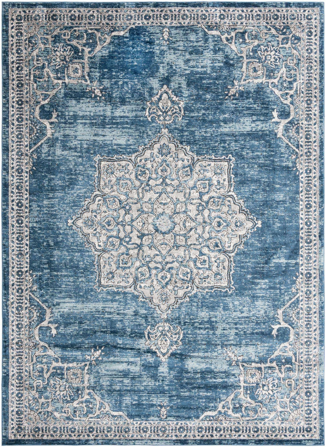Blue 10' x 14' Nyla Rectangle Area Rug 100% Polypropylene Traditional Classic Carpet for Living Room, Kitchen, Bedroom, Dining, Office for Sale at Rug Engine