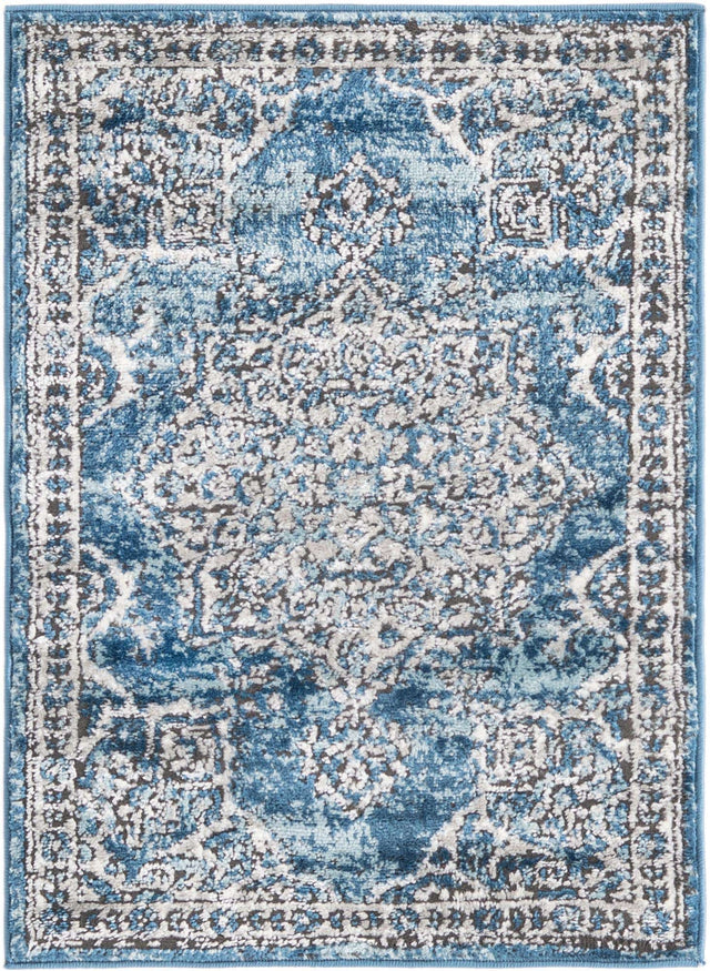 Blue 2' x 3' Nyla Rectangle Area Rug 100% Polypropylene Traditional Classic Carpet for Living Room, Kitchen, Bedroom, Dining, Office for Sale at Rug Engine