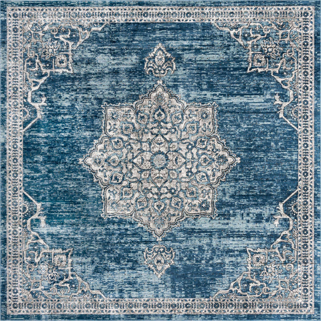 Blue 11' 10 x 11' 10 Nyla Square Area Rug 100% Polypropylene Traditional Classic Carpet for Living Room, Kitchen, Bedroom, Dining, Office for Sale at Rug Engine