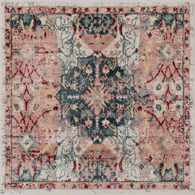 Pink 5' 1 x 5' 1 Sumter Square Area Rug Contemporary Durable Easy Clean Carpet for Bedrooms, Living Areas, Dining, Office, Dorms for Sale at Rug Engine