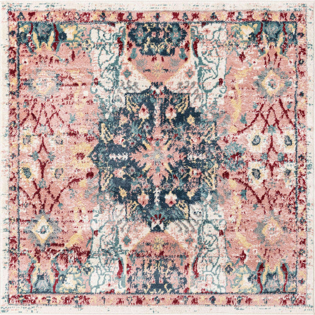 Pink 3' 3 x 3' 3 Sumter Square Area Rug Contemporary Durable Easy Clean Carpet for Bedrooms, Living Areas, Dining, Office, Dorms for Sale at Rug Engine