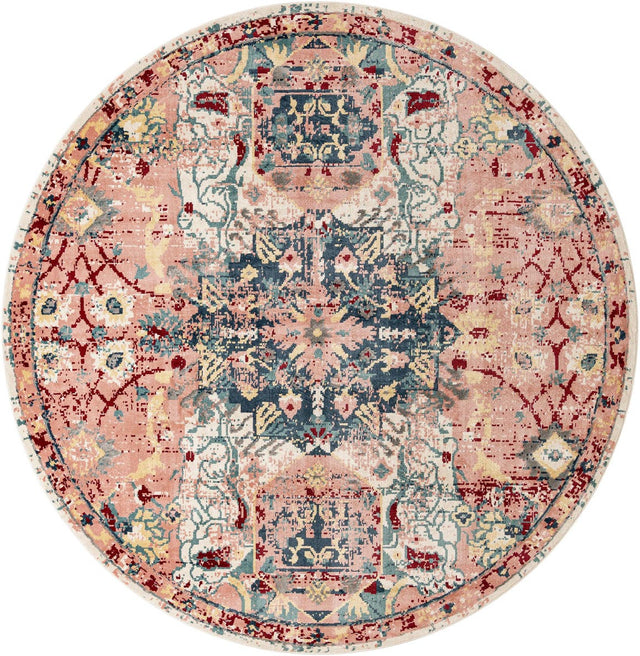 Pink 12' 4 x 12' 4 Sumter Round Area Rug Contemporary Durable Easy Clean Carpet for Bedrooms, Living Areas, Dining, Office, Dorms for Sale at Rug Engine