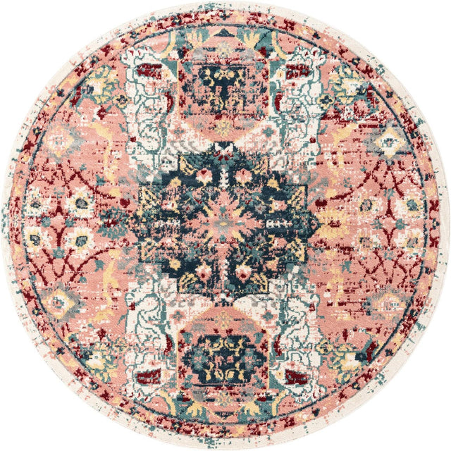 Pink 8' x 8' Sumter Round Area Rug Contemporary Durable Easy Clean Carpet for Bedrooms, Living Areas, Dining, Office, Dorms for Sale at Rug Engine