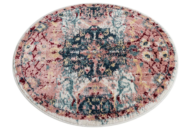 Pink 3' 3 x 3' 3 Sumter Round Area Rug Contemporary Durable Easy Clean Carpet for Bedrooms, Living Areas, Dining, Office, Dorms for Sale at Rug Engine