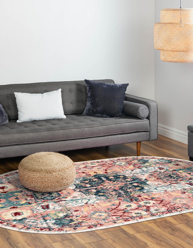 Pink 8' x 10' Sumter Oval Area Rug Contemporary Durable Easy Clean Carpet for Bedrooms, Living Areas, Dining, Office, Dorms for Sale at Rug Engine
