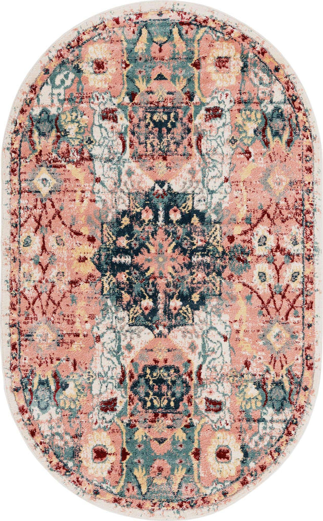 Pink 5' 1 x 8' Sumter Oval Area Rug Contemporary Durable Easy Clean Carpet for Bedrooms, Living Areas, Dining, Office, Dorms for Sale at Rug Engine