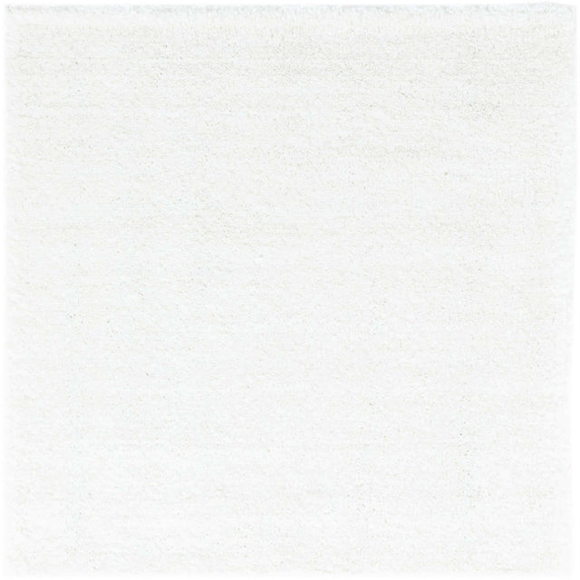 Snow White 4' x 4' Solo Square Area Rug Thick Soft Touch Fluffy & Plush Shaggy Pile Durable Minimalist Carpet for Classic Interior Design for Sale at Rug Engine