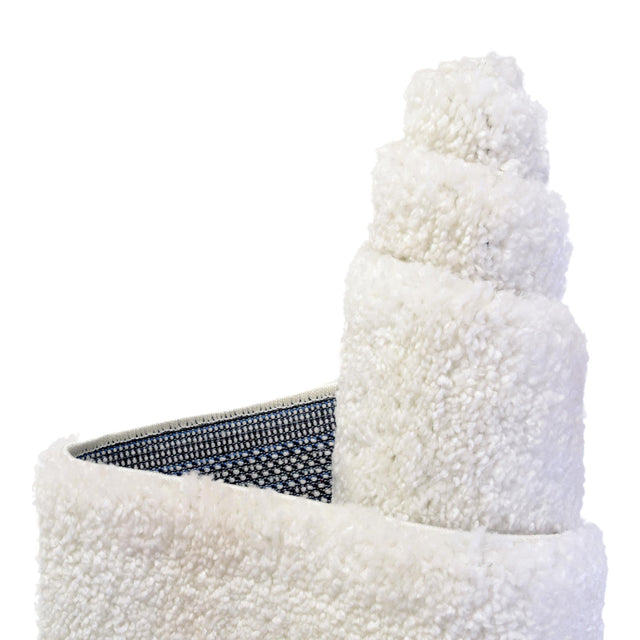 Snow White 5' x 5' Solo Octagon Area Rug Thick Soft Touch Fluffy & Plush Shaggy Pile