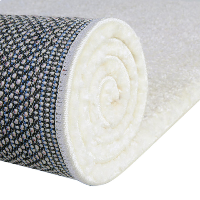 Snow White 5' x 5' Solo Octagon Area Rug Thick Soft Touch Fluffy & Plush Shaggy Pile