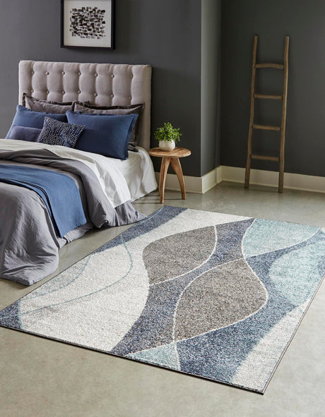 Blue Gray 7' 10 x 10' Autumn Rectangle Area Rug 100% Polypropylene Durable Jute Backing Living Dining Room Bedroom Office Modern Decor Carpet for Sale at Rug Engine