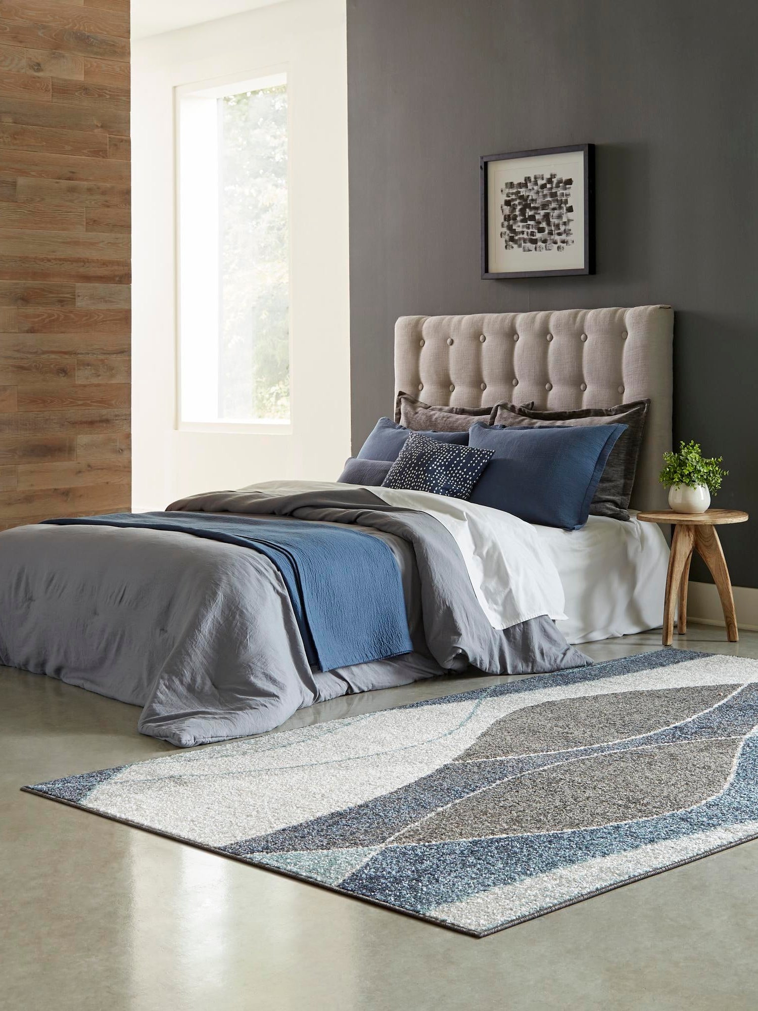 Blue Gray 5' 3 x 8' Autumn Rectangle Area Rug 100% Polypropylene Durable Jute Backing Living Dining Room Bedroom Office Modern Decor Carpet for Sale at Rug Engine