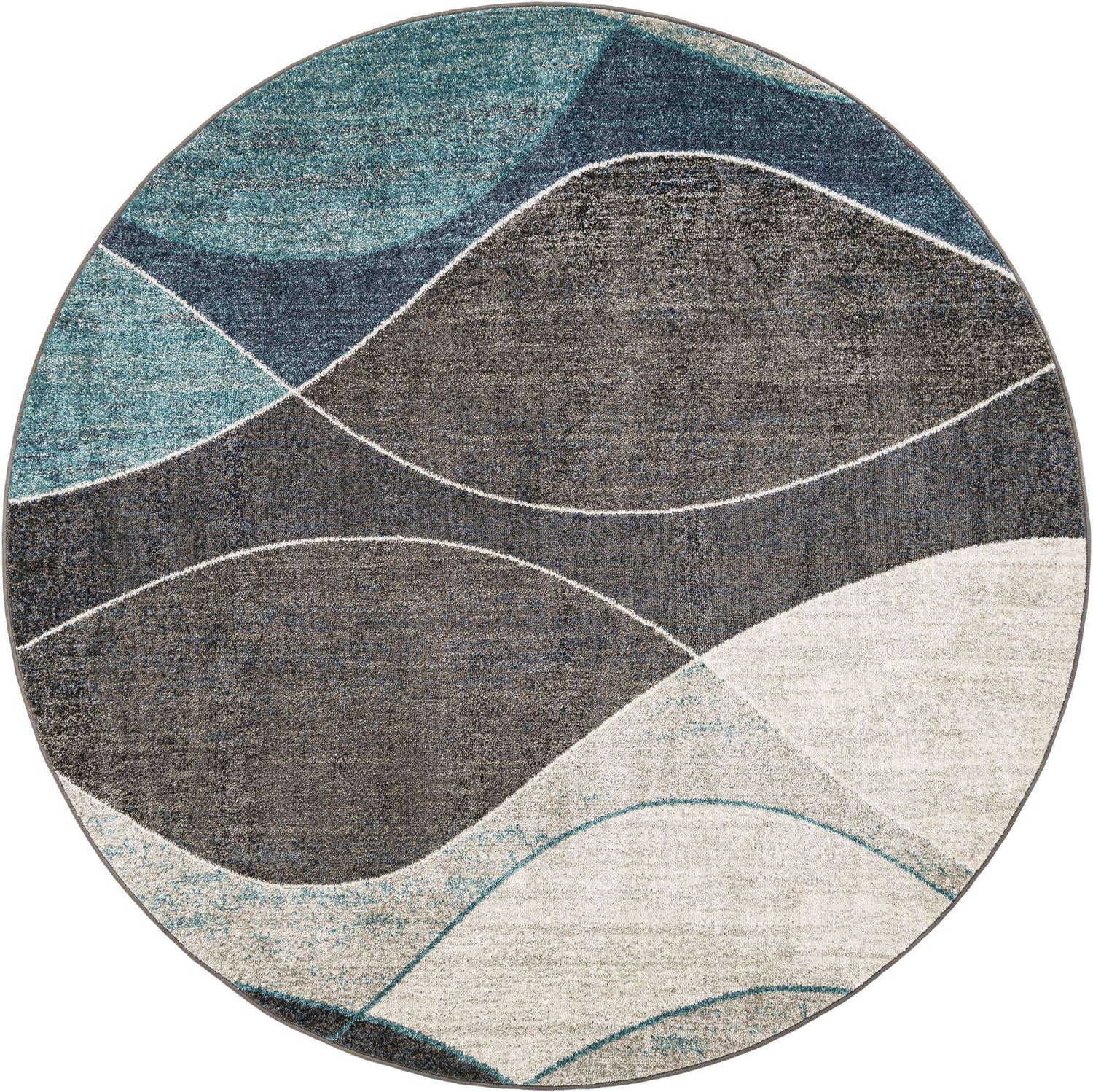 Blue Gray 7' 10 x 7' 10 Autumn Round Area Rug 100% Polypropylene Durable Jute Backing Living Dining Room Bedroom Office Modern Decor Carpet for Sale at Rug Engine
