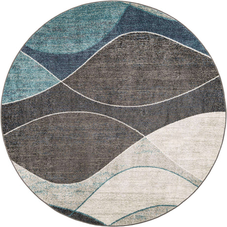 Blue Gray 7' 10 x 7' 10 Autumn Round Area Rug 100% Polypropylene Durable Jute Backing Living Dining Room Bedroom Office Modern Decor Carpet for Sale at Rug Engine