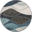 Blue Gray 3' 1 x 3' 1 Autumn Round Area Rug 100% Polypropylene Durable Jute Backing Living Dining Room Bedroom Office Modern Decor Carpet for Sale at Rug Engine