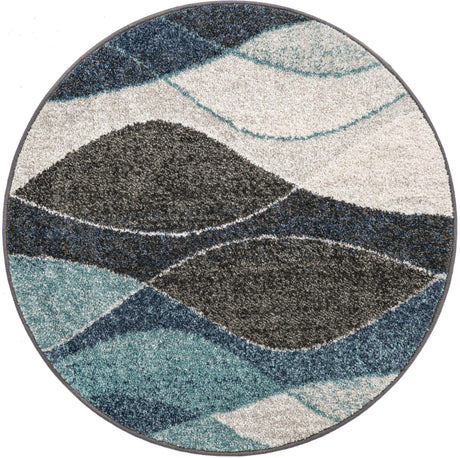 Blue Gray 3' 1 x 3' 1 Autumn Round Area Rug 100% Polypropylene Durable Jute Backing Living Dining Room Bedroom Office Modern Decor Carpet for Sale at Rug Engine