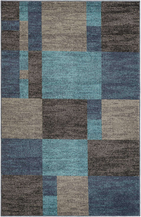 Blue Gray 5' 3 x 8' Autumn Rectangle Area Rug 100% Polypropylene Durable Jute Backing Living Dining Room Bedroom Office Modern Decor Carpet for Sale at Rug Engine