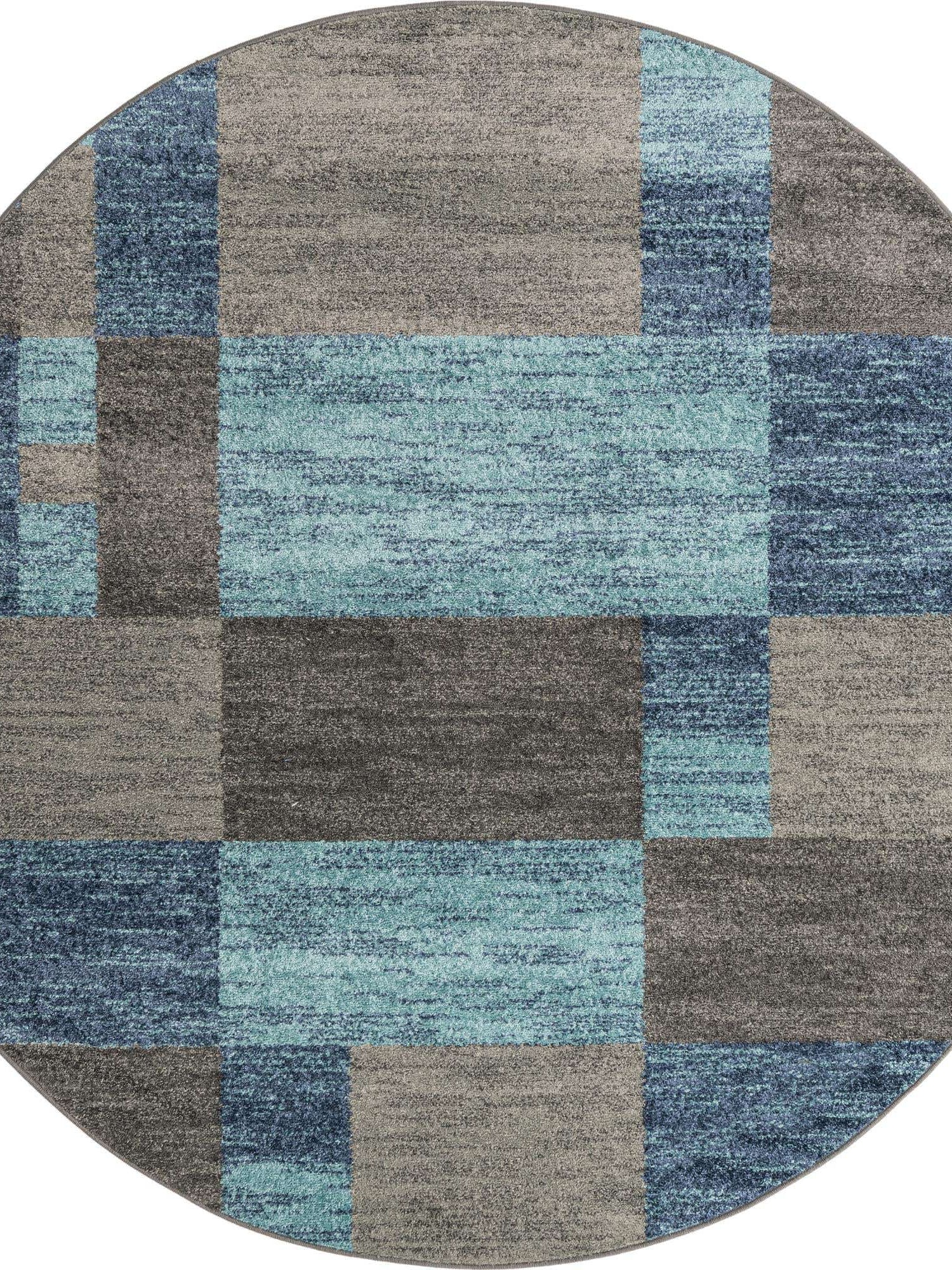 Blue Gray 7' 10 x 7' 10 Autumn Round Area Rug 100% Polypropylene Durable Jute Backing Living Dining Room Bedroom Office Modern Decor Carpet for Sale at Rug Engine