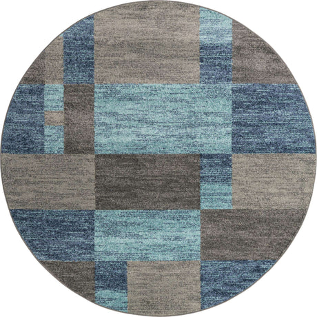 Blue Gray 7' 10 x 7' 10 Autumn Round Area Rug 100% Polypropylene Durable Jute Backing Living Dining Room Bedroom Office Modern Decor Carpet for Sale at Rug Engine