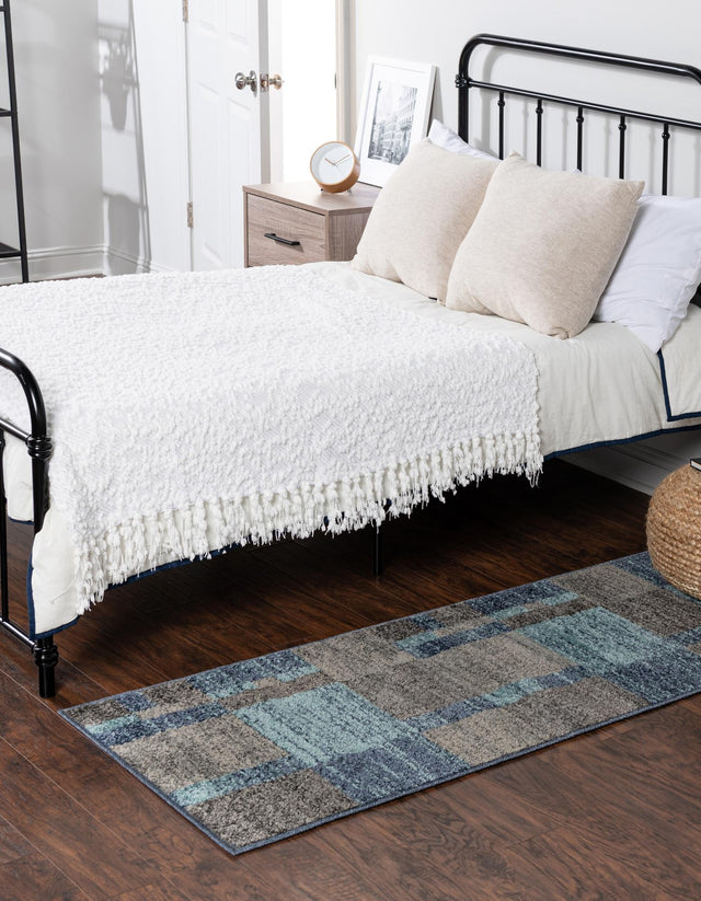 Blue Gray 2' x 6' 1 Autumn Runner Area Rug 100% Polypropylene Durable Jute Backing Living Dining Room Bedroom Office Modern Decor Carpet for Sale at Rug Engine